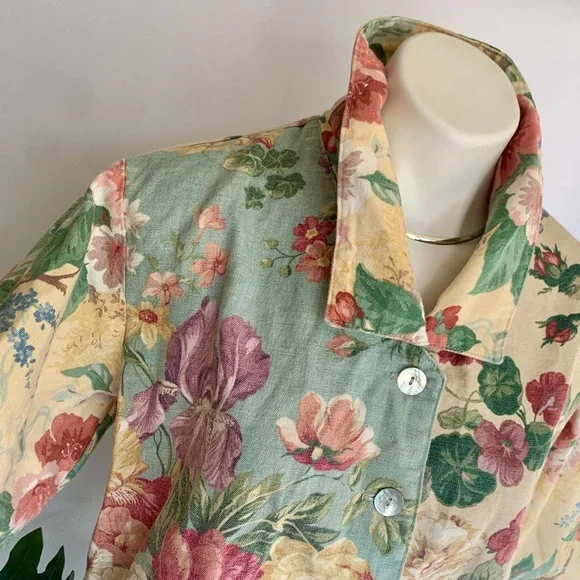 b l o o m :: Vintage Floral Cottagecore Slouchy Canvas Jacket - Picture 4 of 14